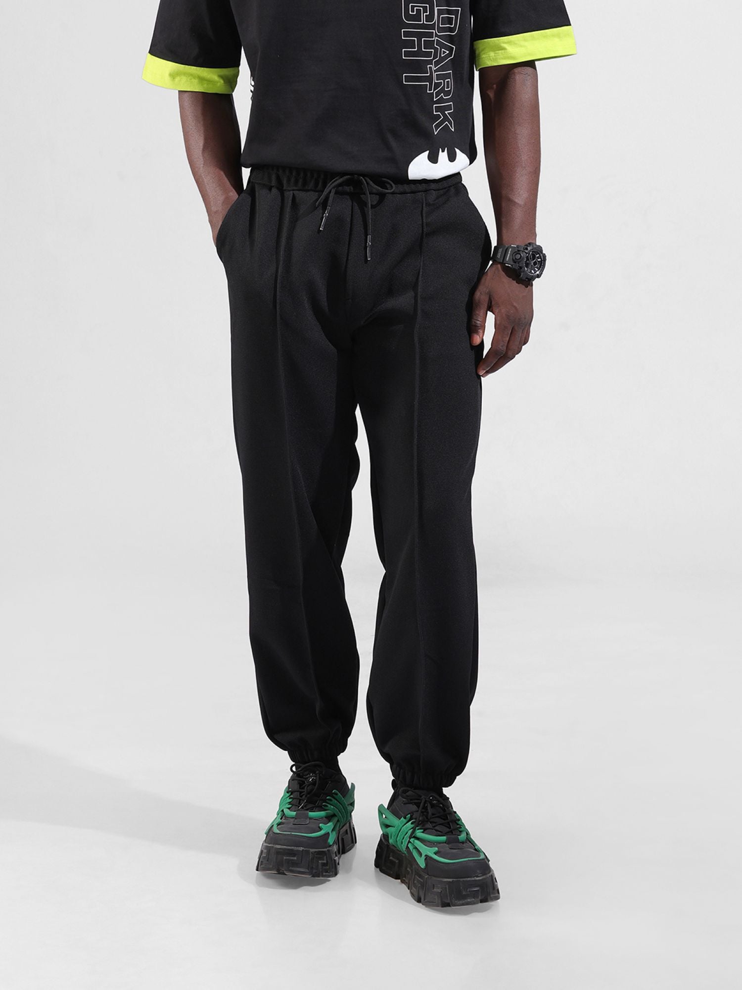 Men's Black Casual Loose Fit Solid Jogger