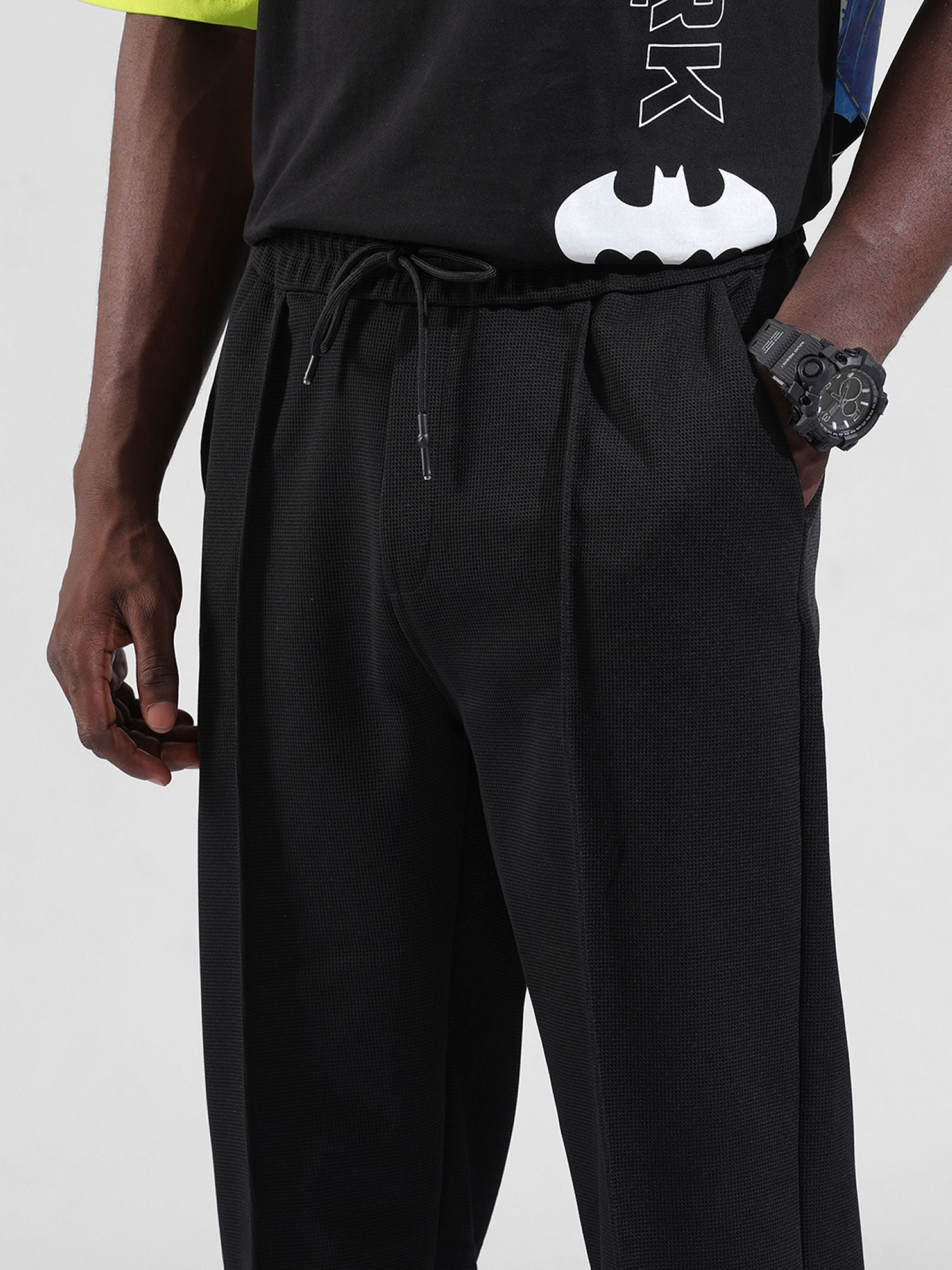 Men's Black Casual Loose Fit Solid Jogger