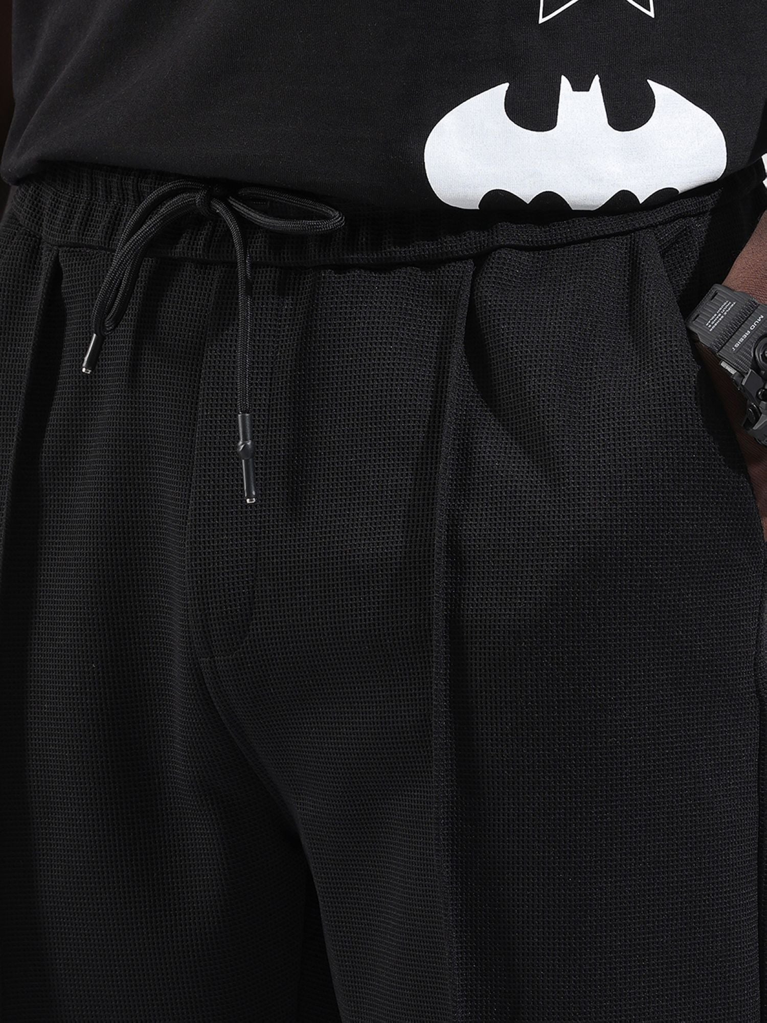 Men's Black Casual Loose Fit Solid Jogger