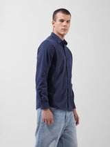 Men's Blue Casual Regular Fit Solid Full Sleeves Shirt