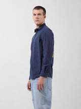 Men's Blue Casual Regular Fit Solid Full Sleeves Shirt