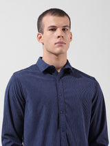Men's Blue Casual Regular Fit Solid Full Sleeves Shirt