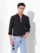 Men's Black Casual Printed Full Sleeves Shirt