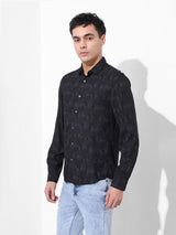 Men's Black Casual Printed Full Sleeves Shirt