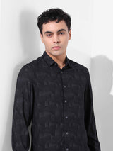 Men's Black Casual Printed Full Sleeves Shirt