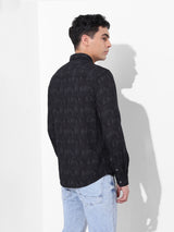 Men's Black Casual Printed Full Sleeves Shirt