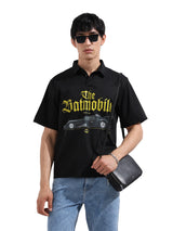 Men's Black Casual Baggy Fit Round Neck Half Sleeves Shirt