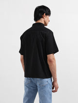 Men's Black Casual Baggy Fit Round Neck Half Sleeves Shirt