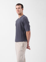 Men's Grey Casual Oversized Fit Solid Half Sleeves Tshirt