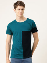 Men's Teal Casual Slim Fit Solid Half Sleeves Tshirt