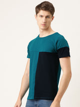 Men's Teal Casual Slim Fit Solid Half Sleeves Tshirt