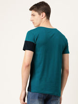 Men's Teal Casual Slim Fit Solid Half Sleeves Tshirt