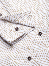 Men's Regular Fit Geometric Printed Full Sleeves Spread Collar Casual Shirt