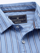 Men's Slim Fit Multi Striped Full Sleeves Cutaway Collar Casual Shirt