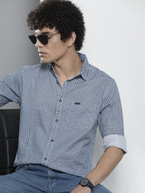 Men's Regular Fit Checkered Full Sleeves Cutaway Collar Casual Shirt