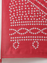 Women's Red Ethnic Motifs Layered Pure Silk Kurta with Trousers with Dupatta