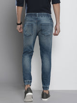 Men's Slim Fit Solid Mid Rise Stretchable Denim Joggers
