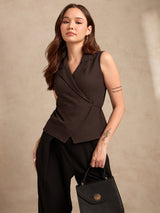 Women's Brown Party Solid Sleeveless Top