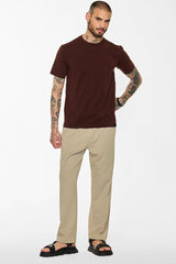 Men's Brown Casual Slim Fit Solid Half Sleeves Tshirt