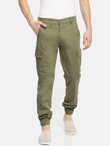 Men's Slim Fit Solid Mid Rise Cuffed Jogger