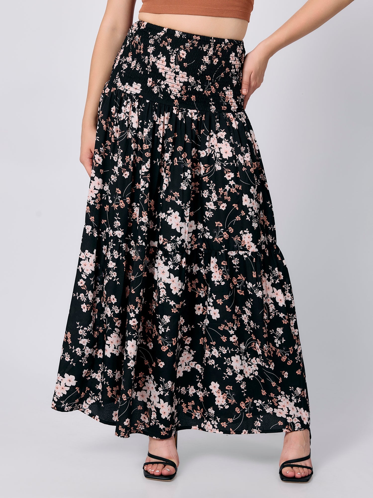 Women's Black Casual A-Line Skirt