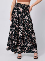 Women's Black Casual A-Line Skirt