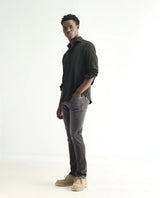 Men's Grey Casual Slim Fit Solid Jeans