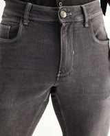 Men's Grey Casual Slim Fit Solid Jeans