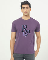 Men's Purple Casual Slim Fit Printed Half Sleeves Tshirt