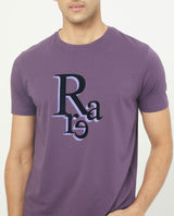 Men's Purple Casual Slim Fit Printed Half Sleeves Tshirt