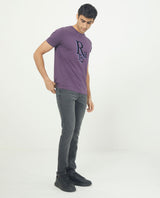 Men's Purple Casual Slim Fit Printed Half Sleeves Tshirt