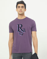 Men's Purple Casual Slim Fit Printed Half Sleeves Tshirt