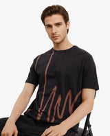 Men's Black Casual Regular Fit Printed Half Sleeves Tshirt