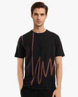 Men's Black Casual Regular Fit Printed Half Sleeves Tshirt