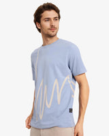 Men's Blue Casual Regular Fit Printed Half Sleeves Tshirt