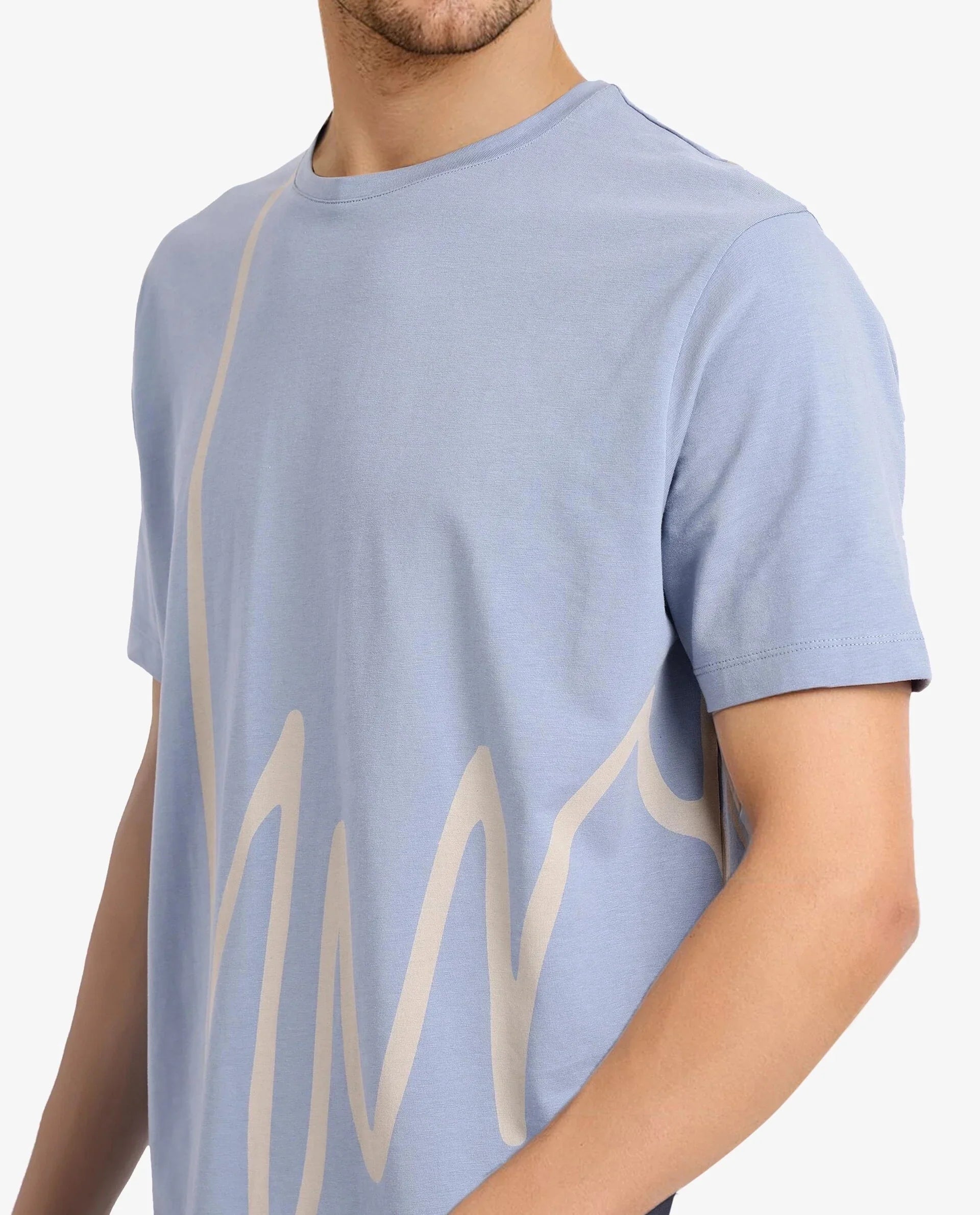 Men's Blue Casual Regular Fit Printed Half Sleeves Tshirt