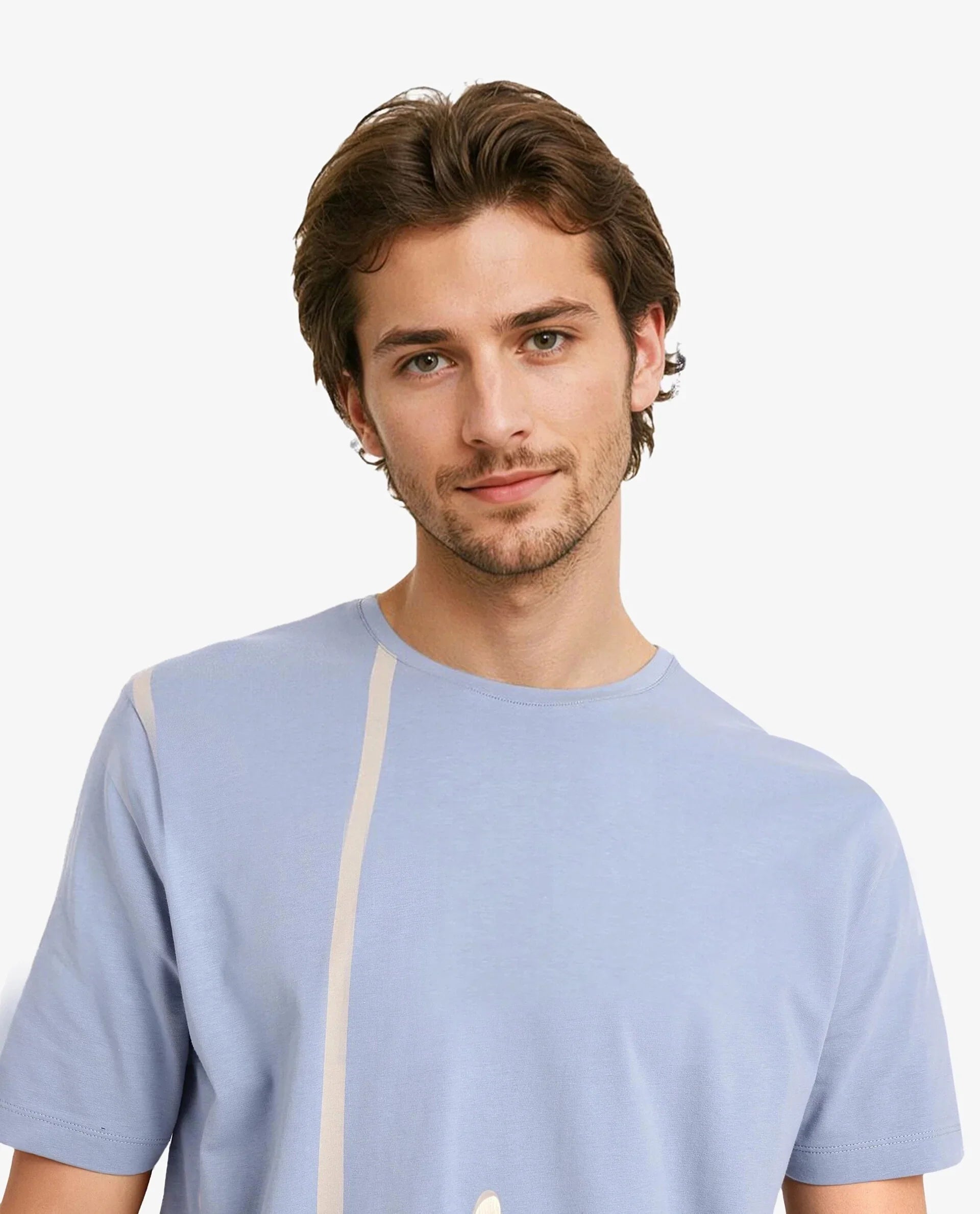 Men's Blue Casual Regular Fit Printed Half Sleeves Tshirt