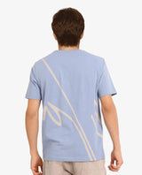 Men's Blue Casual Regular Fit Printed Half Sleeves Tshirt