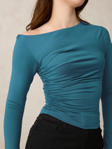 Women's Green Casual Slim Fit Solid Top