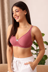 Women's Pink Solid Cotton Bra