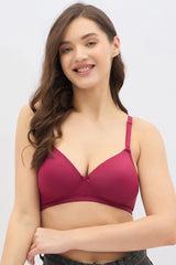 Women's Red Solid Polyamide Bra