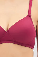 Women's Red Solid Polyamide Bra