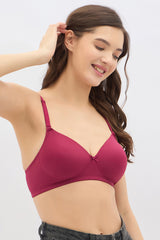 Women's Red Solid Polyamide Bra