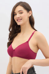 Women's Red Solid Polyamide Bra