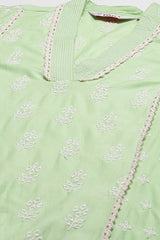 Women's Green Festive Three Quarter Sleeves Kurta