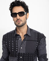 Men's Black Casual Regular Fit Printed Full Sleeves Shirt
