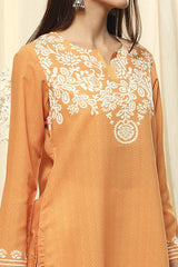 Women's Orange Festive Three Quarter Sleeves Kurti