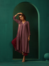 Women's Mauve Casual Solid Kurta Set