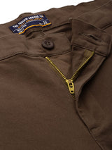 Men's Slim Fit Solid Mid Rise Stretchable Cuffed Cargos