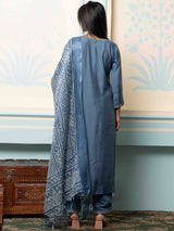 Women's Gray 3 Pieces Kurta with Dupatta